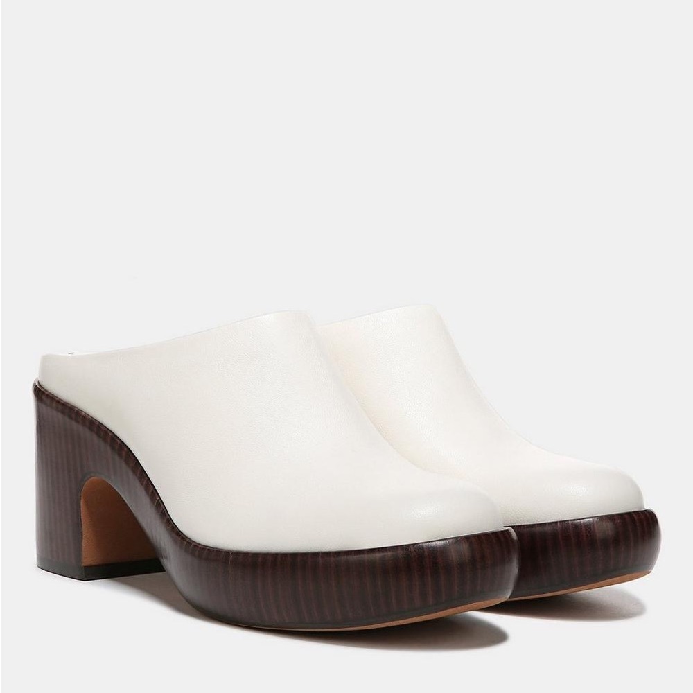 Vince Navina Leather Clog Mule White